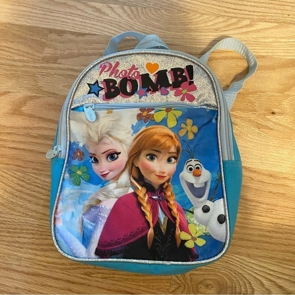 Frozen Mini Backpack Bag Book Bag Elsa Anna Olaf Blue Photo Bomb Blue Disney - Picture 2 of 4